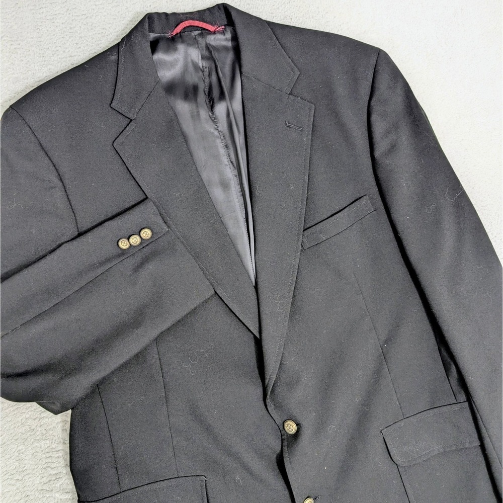 Jos A Bank Men's 48L Executive Collection Blazer‎ Solid Black Eagle Crest Button